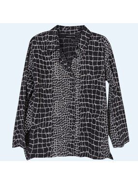 Snapdragon & Twig long sleeve black white button front Women's Blouse size S